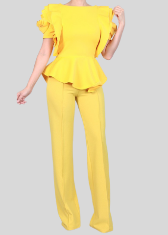 Golden Yellow Ruffle Sleeve Top