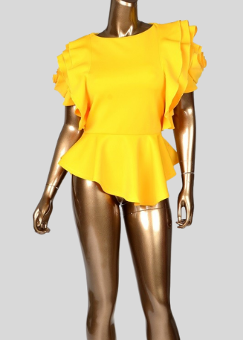 Golden Yellow Ruffle Sleeve Top 