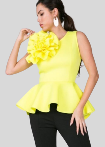 Elegant Big Flower Peplum Top