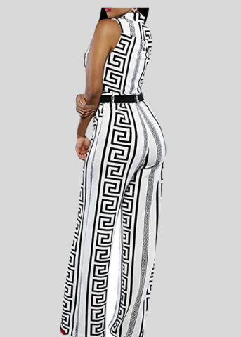 Button Up Printed Jumpsuit