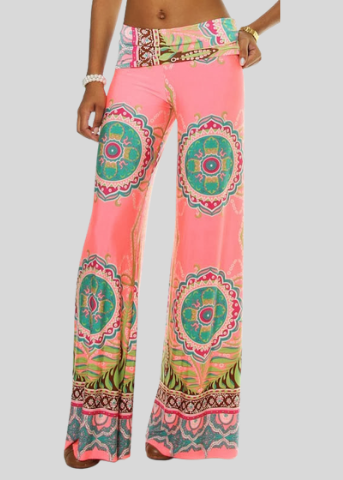 Neon Coral Wide Leg Pant